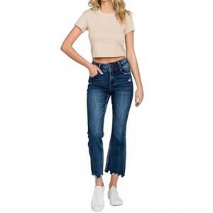 NEW PETRA153 mid rise crop bootcut jeans in dark wash